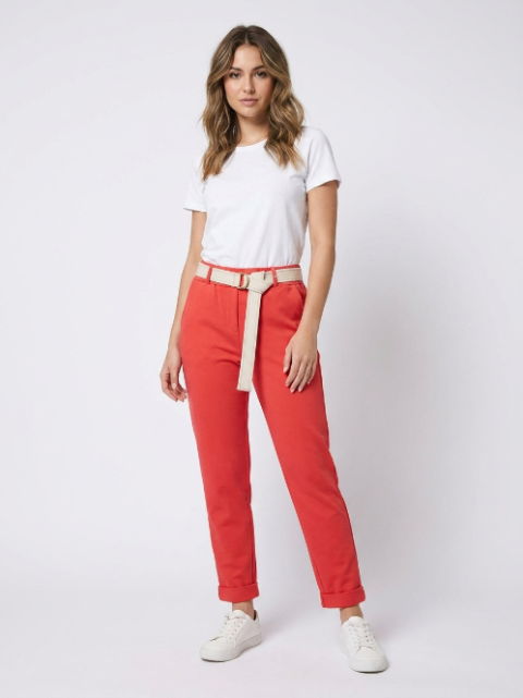Pantalon Chino avec Ceinture Tressée