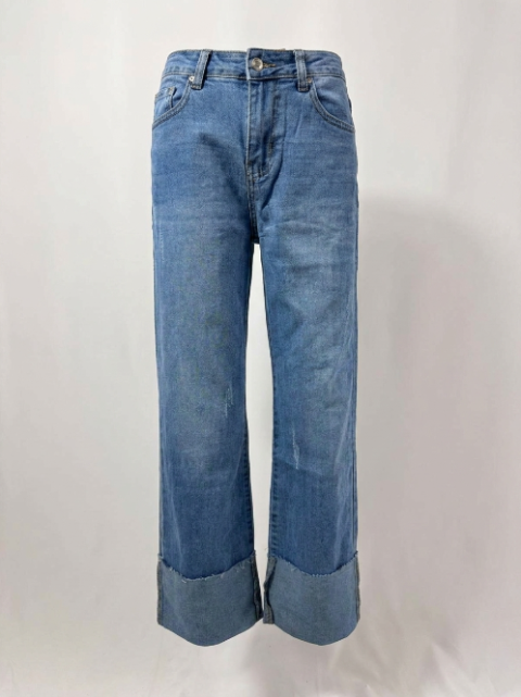 Jean Droit à Large Revers - Bleu Médium