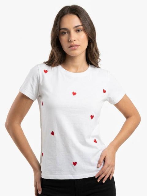 T-shirt à Motifs Cœurs