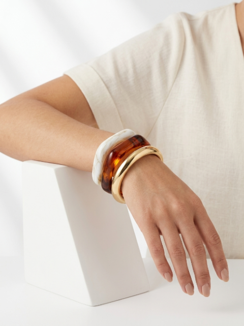 Trio de Bracelets Joncs Effet Marbre et Écaille